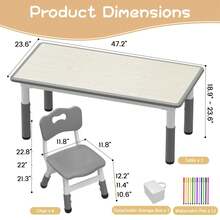 Set de Mesa y Sillas para Niños, Multifuncional, Mesa de Comedor con Seis Sillas, Altura Ajustable, Superficie Borrable, Diseño Ergonómico que Cuida la Espalda, Ideal para Aula y Hogar - Gris - Ver 4