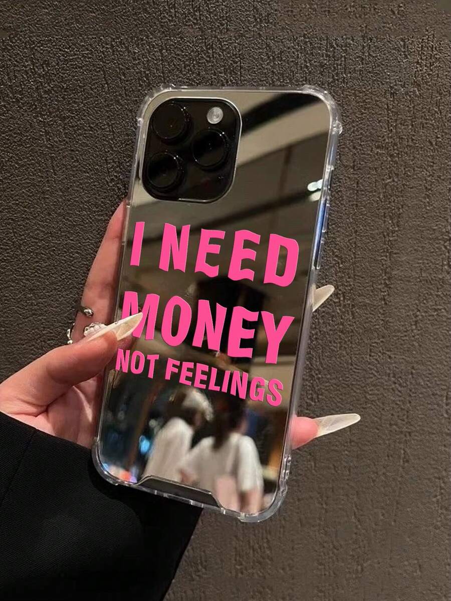 Valentines Y2k Letter Graphic Mirror Phone Case Compatible With IPhone 11,IPhone 13,IPhone 14 Pro Max Waterproof Shockproof Anti-Fall Scratch Resistant - Multicolor - View 1