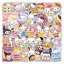 SANRIO 52PCS Cartoon Cute HelloKitty Cinnamoroll Kuromi Mymelody Graffiti Stickers For Bicycle Hand Account Pencil Case Decals - 52PCS - View 2