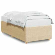 vidaXL Bettgestell ohne Matratze, cremefarben, 100 x 200 cm, Stoff - Beige - Übersicht 2