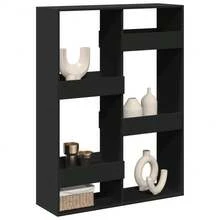 vidaXL Schwarze Trennwand 100x33x135 cm Holzwerkstoff - Schwarz - Übersicht 3