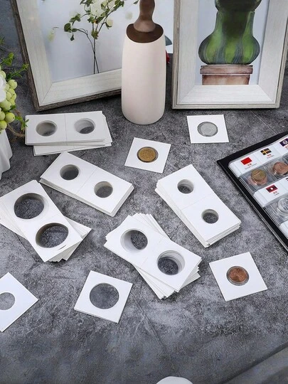50pcs Square Hard Paper Coin Collection Holders - Ideal For Stamp Collectors, Album Collections And Organizing Coins! - Made Of Hardboard Material - Suitable For Coin Enthusiasts And Collectors - Suitable For Home And Office Use - Great Gift For Hobbyists