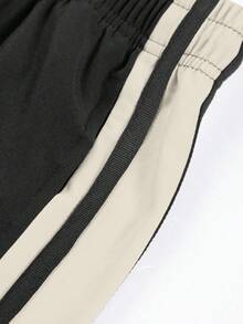 1件加大码男士休闲宽松裤，百搭户外街头风长裤，适合日常穿着、徒步旅行、运动训练、健身、慢跑、街头风格，条纹直筒裤型 - 黑色 - 查看 7