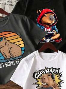 Bộ 3 món áo ngắn tay in hình hoạt hình cho bé trai. - Nhiều màu - Xem 3