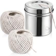 70米不锈钢储物罐，配有耐用烹饪绳，适用于捆扎火鸡、烘烤、烘焙和厨房食品准备，结实耐用的食品绳套装