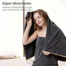 Juego toallas baño grande altamente absorbentes toalla microfibra baño suave grandes cuerpo hotel playa deportes blanco - Negross668 - Ver 5