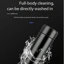 AMAZING VISION Botella térmica de 480 ml de acero inoxidable 304 con acabado mate, pantalla de temperatura inteligente, ideal para coche - azul - Ver 3