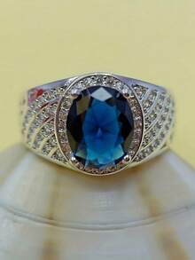 1枚男士时尚绅士奢华锆石戒指，适合婚礼、订婚、派对、礼品等场合。 - 銀色 - 查看 18