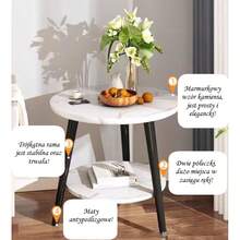Simple Double-Layer Side Table, Suitable For Home, Living Room, Balcony, Bedroom Nightstand, Small Space - White - View 6