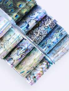 Beautizon Nailartlab 孔雀贝壳美甲贴纸 全息鲍鱼图案美甲转印贴纸 - 彩色 - 查看 3