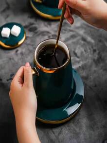 1支/2支/5支装优质不锈钢长柄勺，优雅甜点勺，适用于咖啡、冰淇淋、蜂蜜、牛奶、橄榄油 - 金銀色 - 查看 2