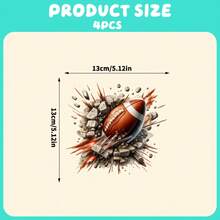 4pcs Car Stickers And Decals, Car Window Decals Vinyl,  Football Breaking Through Wall Pattern Print Automotive Decals,Funny Bumper Stickersvalentines Decor, Valentine's Day. - A - Xem 8