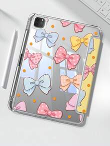 这款优雅可爱的卡通彩色蝴蝶结波点双面亚克力透明水晶后盖，防震耐用，兼容iPad 7、8和10代（10.2英寸）。它内置笔槽，支持睡眠/唤醒功能和多种折叠支架模式。是2026年新年圣诞礼物的理想之选。 - 彩色 - 查看 1