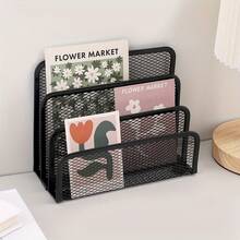 Multi-Function Metal Grid Desk Organizer With Bookshelf, File Holder, Letter/Card Slots - Space-Saving Freestanding Storage Rack, Suitable For Home Office, Compact Vertical Storage Design For Home And Office Decor - Multicolor - View 4