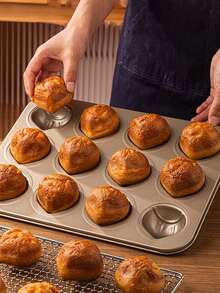 6/9/12 Cavity Chestnut Baking Mold, Professional Non-Stick Madeline Baking Pan, Suitable For Home Baking/Commercial Baking, Cake Mold, DIY Oven Mold, Easy Release, Easy Cleaning - Gold - View 9