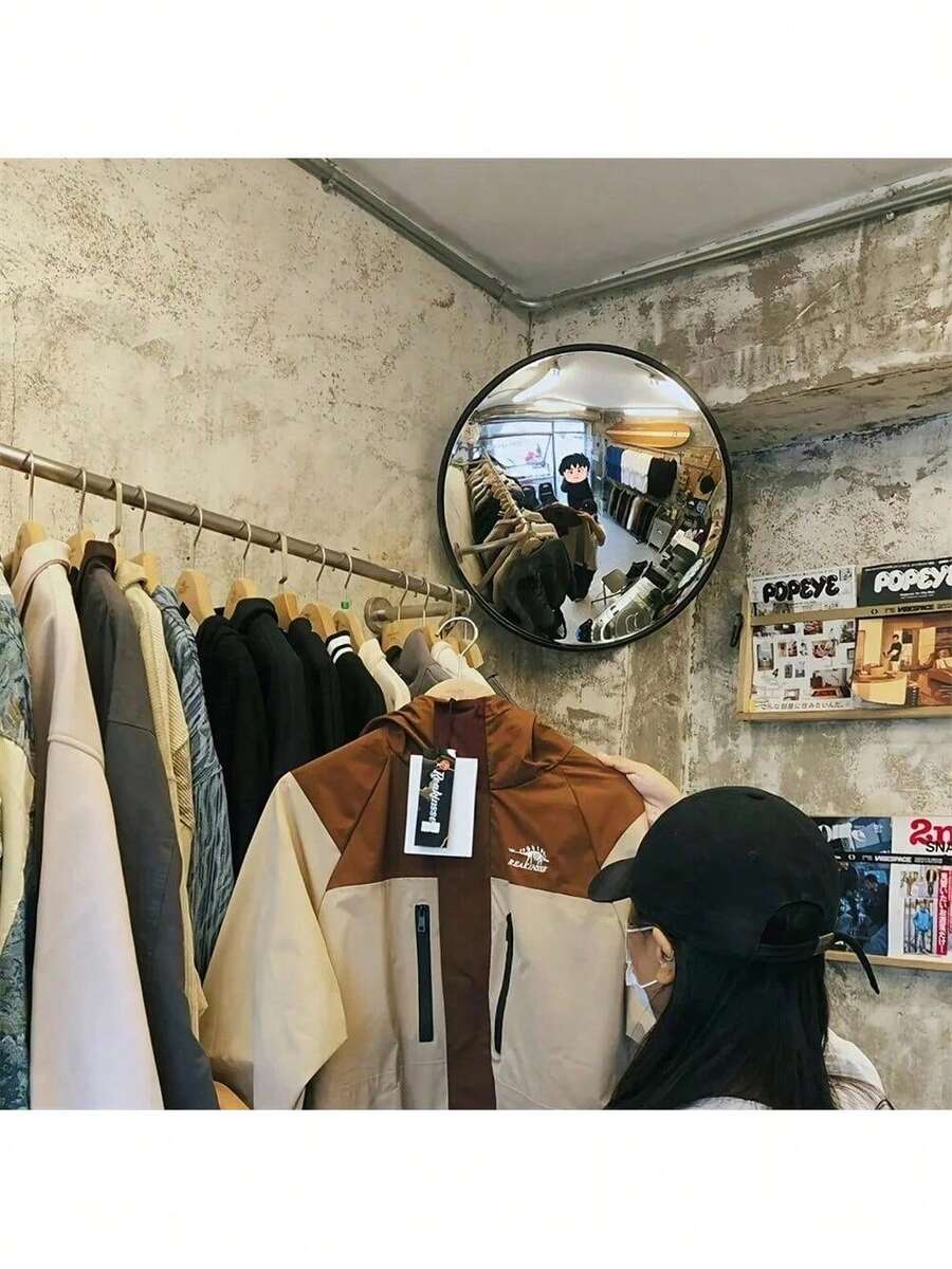 Artistic Decorative Round Wall Mirror, Horizontal Hanging Decoration For Car,Living Room,Retail Store Enhances Space Home Decor - 黑色 - 查看 1