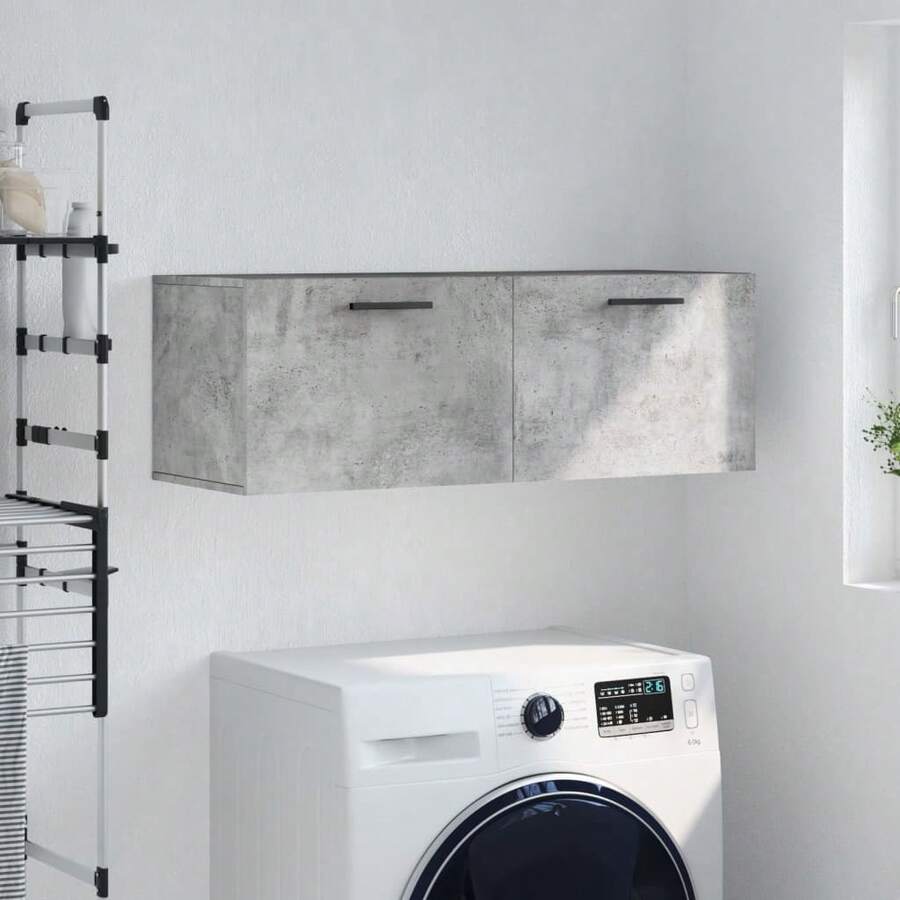 vidaXL Armário mural cinza beton 100x36,5x35 cm engenharia madeira - Cinza - Ver 1