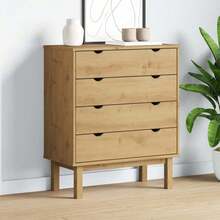 vidaXL Cómoda OTTA 76,5x39,5x90 cm Madera maciza de pino - Marrón - Ver 1