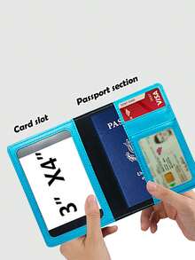 Functional PU Leather Passport Holder For Women And Men, Travel Wallet Cover With Card Storage For Weekend Trips And Gifts - 藍色 - 查看 5