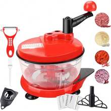 CYPNProcesador de Alimentos Manual Picador de Alimentos Rápido Resistente Picadora de Verduras con 5 Cuchillas Acero Inoxidable Mezclador de Picador de Alimentos para Ajo Salsa Nueces Carne FrutasFashion - 219771441 - Ver 1