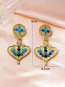 1 Đôi bông tai dáng dài hình trái tim kiểu Bohemian cổ điển được làm thủ công. - Nhiều màu - Xem 6