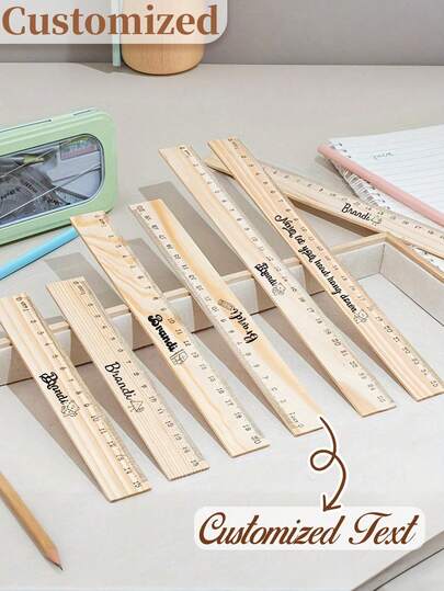 Personalized Ruler - Customizable With Name/Text, Clear Markings, Wooden Measuring Tool. Ideal For School, Office And Art Projects - Perfect Gift For Birthdays, Teacher's Day And More