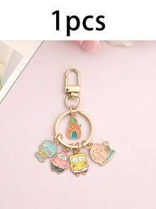 SpongeBob SquarePants 可爱卡通海绵宝宝和派大星合金情侣钥匙扣，学生书包挂件，纪念饰品 - 彩色 - 查看 8