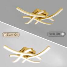 XINGOO 1pc Modern Minimalist Home Lighting LED Strip, Gold/White Luxury Ceiling Light Fixture, Suitable For Living Room/Bedroom/Dining Room/Hallway/Balcony, 6000K Cool White/3000K Warm White, 220V (Warning: Not Compatible With 110V) - Gold - View 8