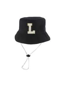 1顶婴儿/幼儿/儿童A-Z字母刺绣防晒渔夫帽，可调节男女通用户外休闲遮阳帽 - 黑色 - 查看 8