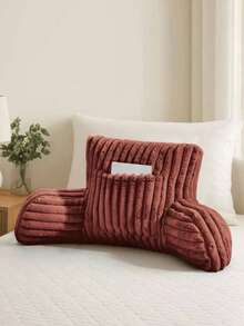 Cuddle Chair Pillow Ultra Soft Back Support Sofa Cushion With Arms Ribbed Fleece - Rust - View 2