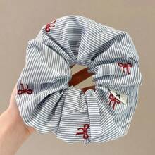 1pcs Delicate Style Blue Striped Red Bow Cherry Scrunchie Hair Tie Fashionable Hair Accessories - B - Xem 7