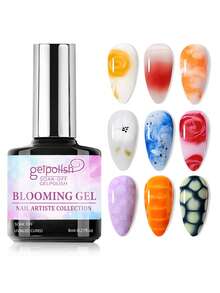 美甲绽放凝胶透明UV LED花朵凝胶指甲油，营造大理石天然石材水彩花卉印花效果，可卸美甲凝胶DIY美甲设计，女士美甲礼物 - 無色 - 查看 2