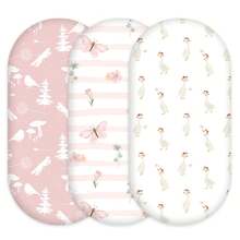 GLLQUEN BABY 3 件装女婴婴儿床单，弹力柔软舒适，贴合婴儿床垫（32 英寸 x 16 英寸），通用尺寸，适用于椭圆形和矩形床垫。