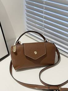 Mini New Fashion Handbag With Contrast Color Design, Made Of Waterproof Nylon Fabric, Includes Shoulder Bag, Square Bag And Vegetable Basket Bag, Suitable For Commuting, Parties And Vacations In Winter - Brown - View 8