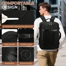 EZUOLA 43*30*20 轻便大容量旅行背包，多种颜色可选，附赠鞋袋，可容纳 15.6 英寸笔记本电脑，设有笔记本电脑隔层、个人物品口袋，符合航空标准，可作健身背包、机场友好型轻便背包、多功能大容量旅行背包、轻便笔记本电脑背包、时尚旅行通勤包、符合航空标准的笔记本电脑和书包 - 黑色 - 查看 8