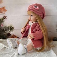 Lifelike Reborn Baby Doll, Full Vinyl Body, Princess Styling With Long Hair, Pink Sweater Dress With Beret Hat, Can Bathe And Play, Pretend Play, Birthday Gift (Includes Bottle, Pacifier, Diaper, Birth Certificate) - Pink - View 9