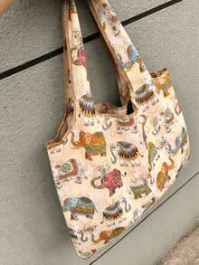 Ce sac totem pliable avec un motif d'éléphant est indispensable pour l'automne et l'hiver. Élégant et portable, il convient pour le shopping, les voyages, l'école et diverses autres occasions. Son design simple et à la mode, dans une couleur unie, est parfait pour ranger les fournitures scolaires. Ce sac de courses pliable est polyvalent. - Multicolore - Voir 1