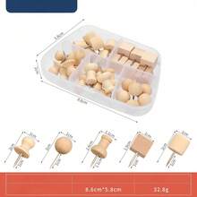 1 Set Wooden Push Pins, Including Square Pins, Angle Pins, Cylinder Pins, Etc. For Fixing Photos, Postcards