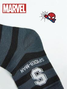 Marvel 10双装儿童漫威蜘蛛侠条纹图案中筒袜，运动袜，四季皆宜，欧美尺码，舒适透气耐穿，色彩鲜艳，适合日常穿着，优质面料，不闷汗，卡通图案，秋冬季款 - 彩色 - 查看 8