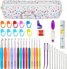 Crochet Hooks Kit - 40 Piece Set With 9 Ergonomic Hook Sizes, 11-Color Soft Crochet Mark Buckle Sewing Needle Set With Storage Bag - Multicolor - View 1