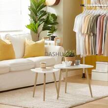 Mesita Lateral Minimalista para Sala de Estar,Set de 2 Mesas de Centro.Mesita Lateral Triangular,Mesa Auxiliar para el hogar.Coffee Table, para Sala de Estar y Balcón Hogar y Oficina. (Blanco) - Blanco - Ver 6