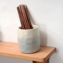 跨境创意个性化陶瓷储物罐，家用厨房用具收纳架，厨房铲子、刀叉收纳罐，陶瓷罐，餐具收纳罐，收纳桶，筷子架，大型厨房台面餐具架，带桌面保护软木垫，夹子收纳盒，勺子 - 彩色 - 查看 2