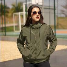 Women's Windbreaker Jacket, Semi-Lined, Water-Resistant, Ultra-Lightweight, Sporty - Army Green - View 5