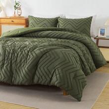 ALQD Twin/Twin XL Comforter Set Beige, Twin Bed Comforter College Dorm Girls Boys Kids Boho Soft Warm Cute Neutral Comforter, 2 Pieces Aesthetic Bohemian Bedding Set - 04 - Olive Green - View 9
