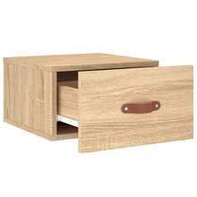 vidaXL Mesa cabeceira mural chêne sonoma 35x35x20 cm - Castanho - Ver 6