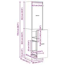 vidaXL Sonoma Grau Apothekerschrank 40x41x174,5cm Holzwerkstoff - Grau - Übersicht 10