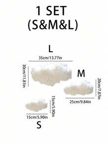 3件套（小号、中号、大号）人造云朵装饰，适用于客厅、卧室、天花板装饰，可用作背景、婚礼/生日/展示装饰、家居装饰、房间装饰、墙面装饰，也是毕业季的绝佳礼物