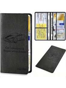 1pc Compact Black Faux Leather Car Document Holder, Designed For Storing ID Cards, Credit Cards, And Documents, Durable And Scratch-Resistant, Essential Car Interior Organizer - Car Driver's License Storage Bag - View 10