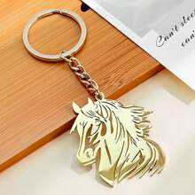 1pc New Stylish Hollow Horse Head Key Chain, Stainless Steel Keyring, Creative Personalized Accessory - Multicolor - View 4