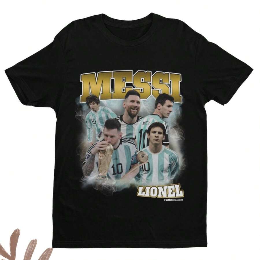 Homage _ Argentina Football T Shirt _ Football _ Soccer _ Fan _ Lionel Mes - 黑色 - 查看 1